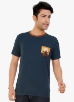 Tantra Blue Printed Round Neck T-Shirt