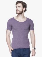 Tinted Purple Solid Round Neck T-Shirt