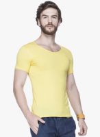Tinted Yellow Solid Round Neck T-Shirt