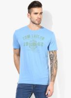 Tom Tailor Blue Printed Round Neck T-Shirt