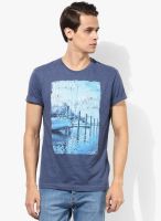 Tom Tailor Blue Printed Round Neck T-Shirt