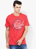 Tom Tailor Red Round Neck T-Shirt