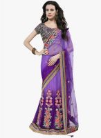 Triveni Sarees Purple Embroidered Saree