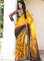 Triveni Sarees Yellow Printed Saree