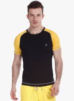 Zobello Black Solid Round Neck T-Shirt