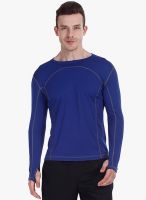 Zobello Blue Solid Round Neck T-Shirt