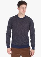 Zobello Brown Printed Round Neck T-Shirt