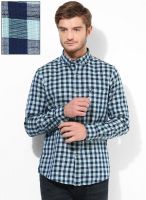 Allen Solly Blue Checks Regular Fit Casual Shirt