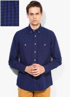 Allen Solly Navy Blue Checks Regular Fit Casual Shirt