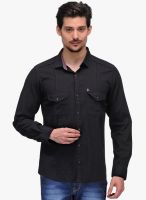Canary London Black Solid Slim Fit Casual Shirt