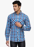 Canary London Blue Checked Slim Fit Casual Shirt