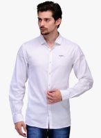 Canary London White Solid Slim Fit Casual Shirt