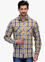 Canary London Yellow Checked Slim Fit Casual Shirt