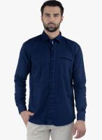 Cobb Blue Printed Slim Fit Casual Shirt