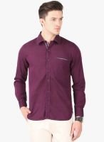 Cotton County Premium Wine Solid Slim Fit Casual Shirt