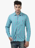 Crimsoune Club Green Checked Slim Fit Casual Shirt