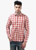 Crimsoune Club Red Checked Slim Fit Casual Shirt