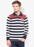 Duke Navy Blue Striped Polo T-Shirt