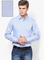 Gas Blue Solid Slim Fit Casual Shirt