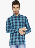 Globus Blue Checked Regular Fit Casual Shirt