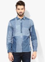 Jack & Jones Blue Printed Slim Fit Casual Shirt