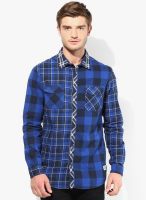 Jack & Jones Navy Blue Checked Slim Fit Casual Shirt