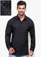 London Bee Black Printed Regular Fit Casual Shirt