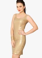 Miss Chase Golden Colored Embellished Bodycon Dress