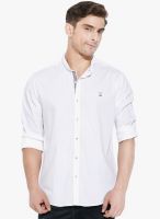 Mufti White Solid Slim Fit Casual Shirt