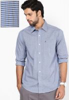 Nautica Blue Cotton Checks Casual Shirt