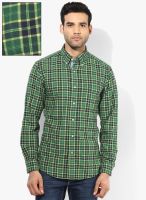 Nautica Green Checked Regular Fit Casual Shirt