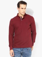 Nautica Maroon Solid Polo T-Shirt