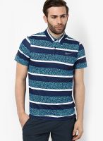 Nike Navy Blue Striped Polo T-Shirts