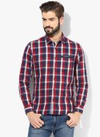 Numero Uno Red Checked Slim Fit Casual Shirt