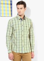 Park Avenue Yellow Checked Slim Fit Casual Shirt