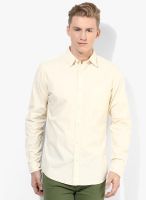 Selected Beige Solid Slim Fit Casual Shirts