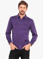 Smokestack Purple Solid Regular Fit Casual Shirt