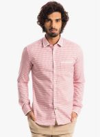 Specimen Pink Checked Slim Fit Casual Shirt