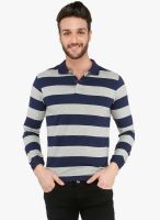 The Cotton Company Blue Striped Polo T-Shirt
