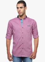 The Indian Garage Co. Purple Solid Slim Fit Casual Shirt
