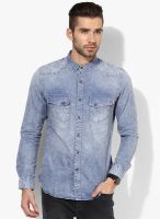 Tom Tailor Blue Colored Washed Regular Fit Casual Shirt