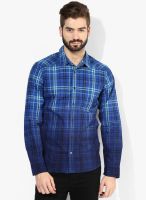 Tommy Hilfiger Blue Checked Slim Fit Casual Shirt