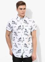 Tommy Hilfiger White Printed Regular Fit Casual Shirt