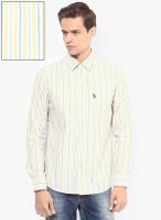 U.S. Polo Assn. Yellow Striped Regular Fit Casual Shirt