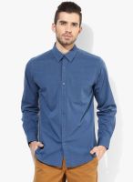 Wills Lifestyle Blue Slim Fit Casual Shirt