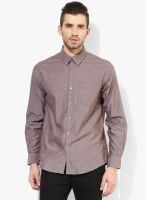 Wills Lifestyle Brown Slim Fit Casual Shirt