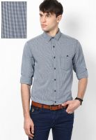 Wills Lifestyle Navy Blue Casual Shirt