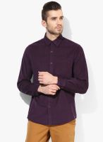Wills Lifestyle Purple Slim Fit Casual Shirt