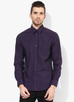 Wills Lifestyle Purple Slim Fit Casual Shirt