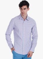 Zobello Blue Checked Slim Fit Casual Shirt